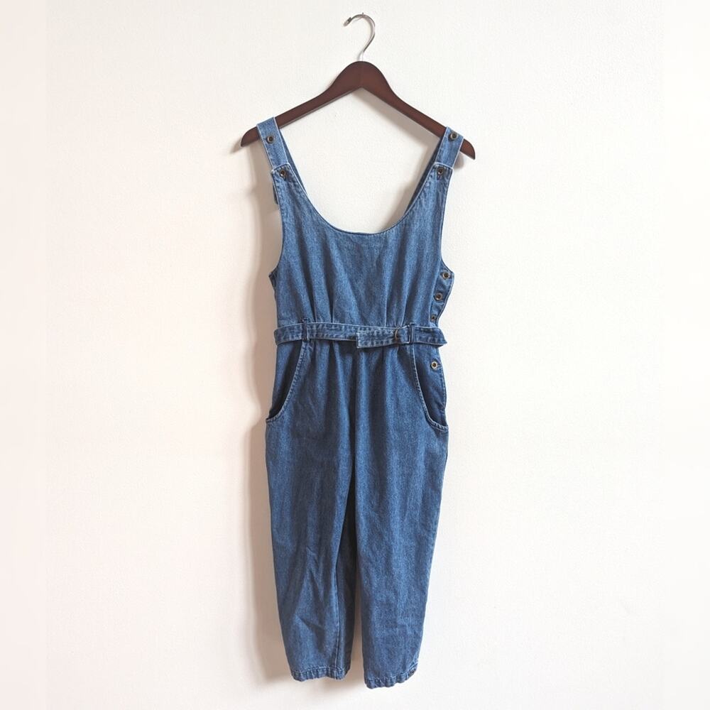 Vtg 80s/90s Notorious Denim Jumpsuit Sz Small Jean Cropped Fitted Overalls